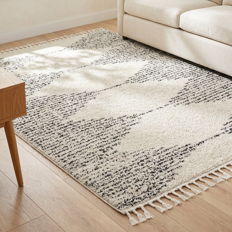 George Oliver Carnahan Off White Charcoal Moroccan Shag Rug